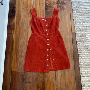urban corduroy orange overalls dress